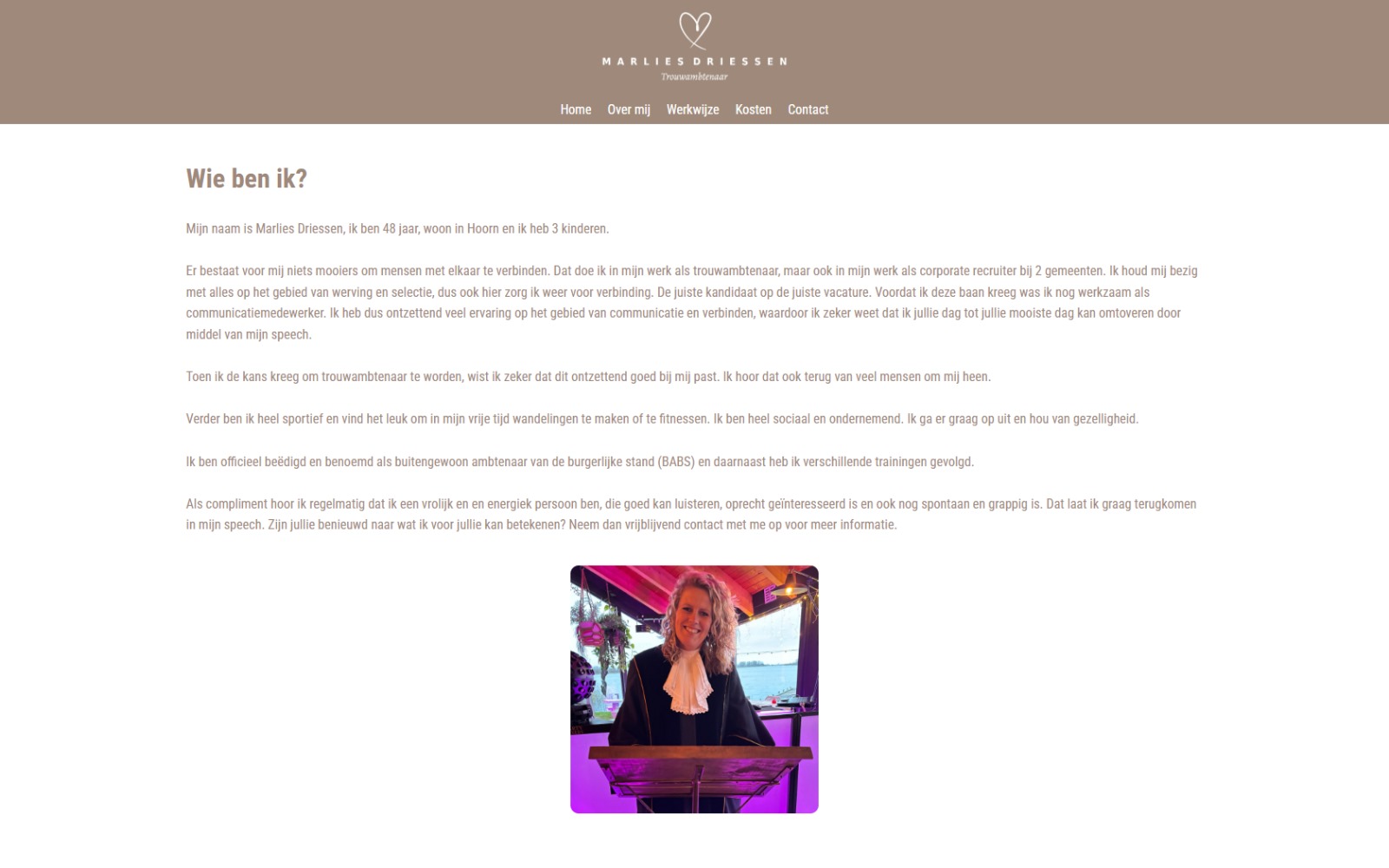 Een foto van de oude website van Marlies